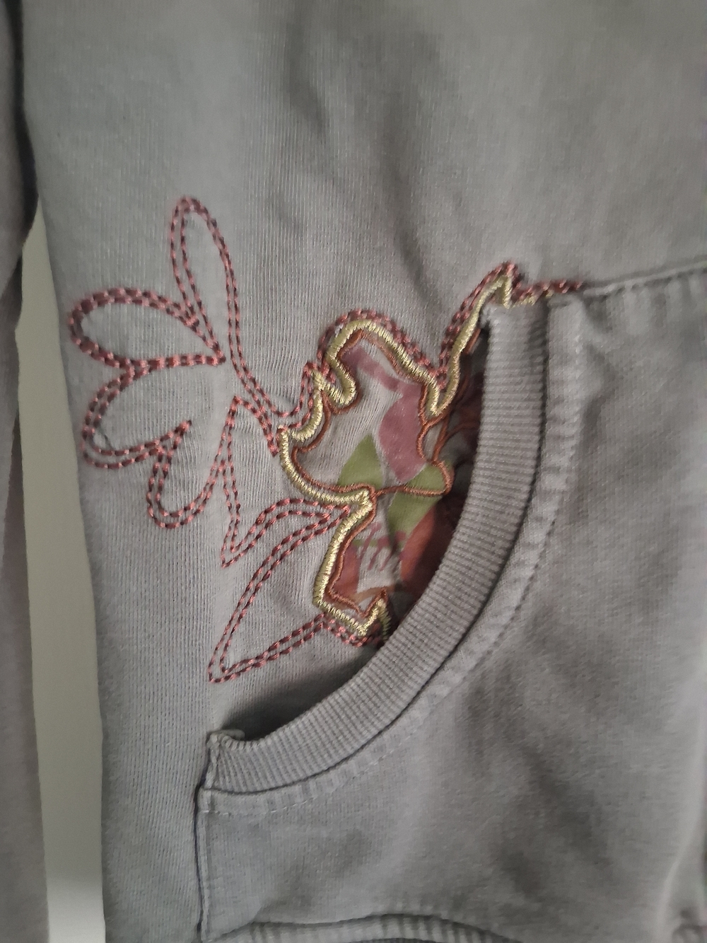 PrAna Women's Gray Zip-Up Hoodie with Floral Embroidery - Picture 5 of 6